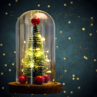 Новорічна ялинка в колбі з LED підсвічуванням та кульками Christmas Decor, USB